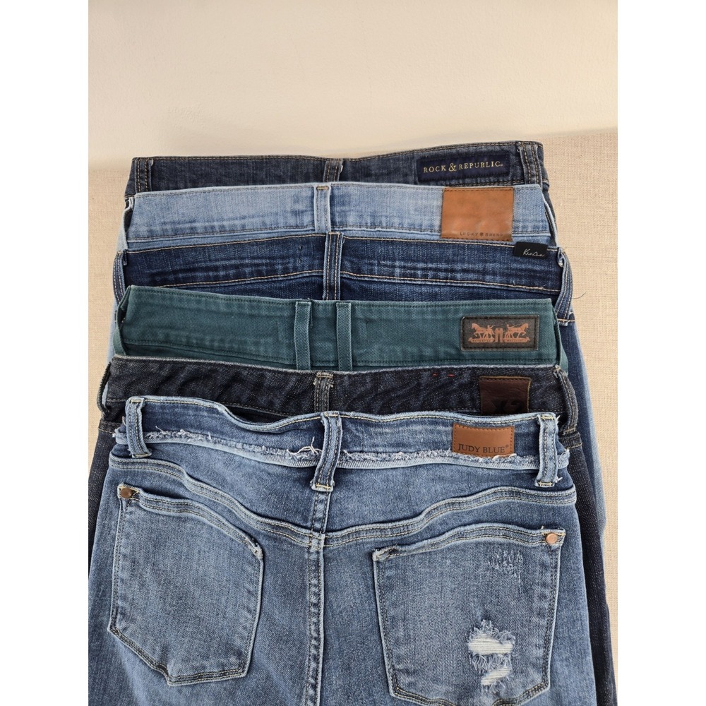 Lot Of 6 Pairs Jeans Women 2-10 ~28" Judy Blue Levis Lucky Brand Kancan Straight